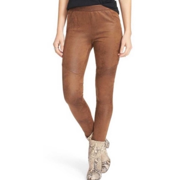 Free People Tan Faux Suede Leather Vegan Leggings